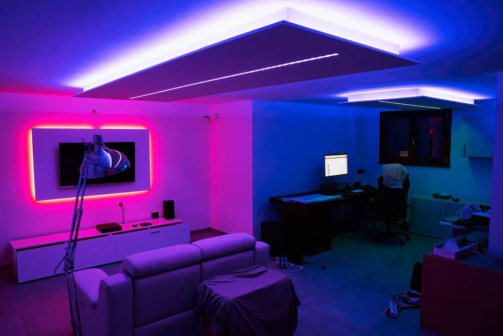 a basement man cave or entertainment room